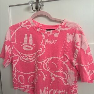 Zara pink Mickey Mouse crop top